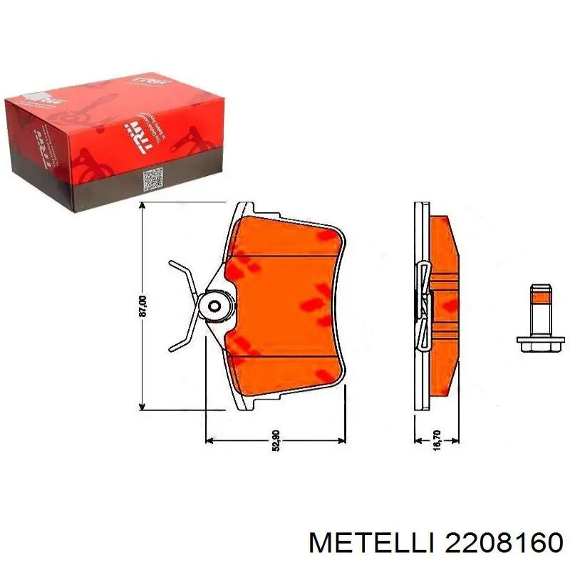 Pastillas de freno traseras 2208160 Metelli