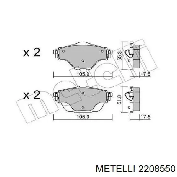 Pastillas de freno traseras 2208550 Metelli