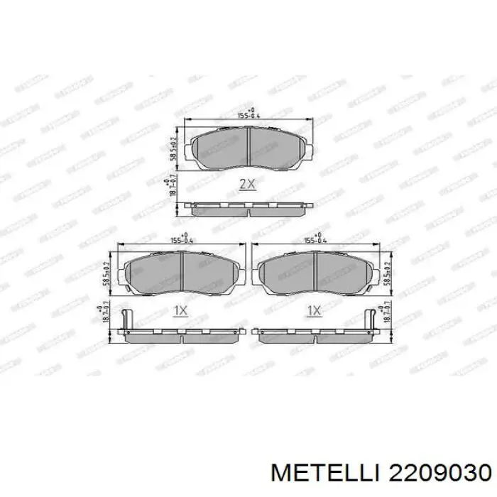 2209030 Metelli pastillas de freno delanteras