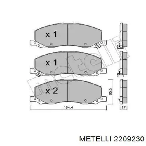 2209230 Metelli pastillas de freno delanteras