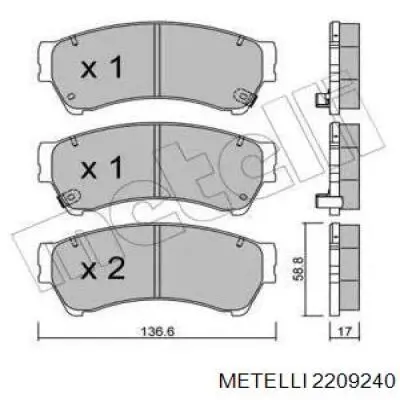 22-0924-0 Metelli pastillas de freno traseras