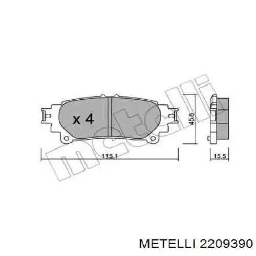 22-0939-0 Metelli pastillas de freno traseras