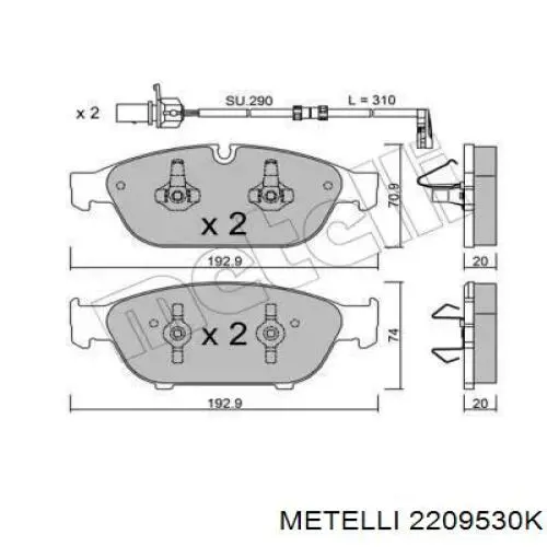 22-0953-0K Metelli pastillas de freno delanteras