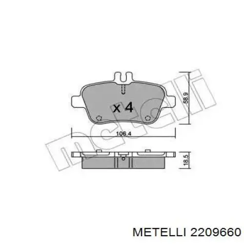 22-0966-0 Metelli pastillas de freno traseras