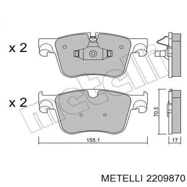 22-0987-0 Metelli pastillas de freno traseras