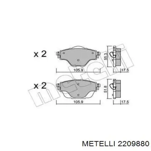 22-0988-0 Metelli pastillas de freno traseras