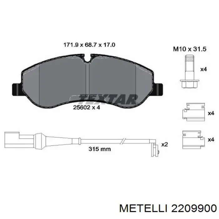 22-0990-0 Metelli pastillas de freno delanteras