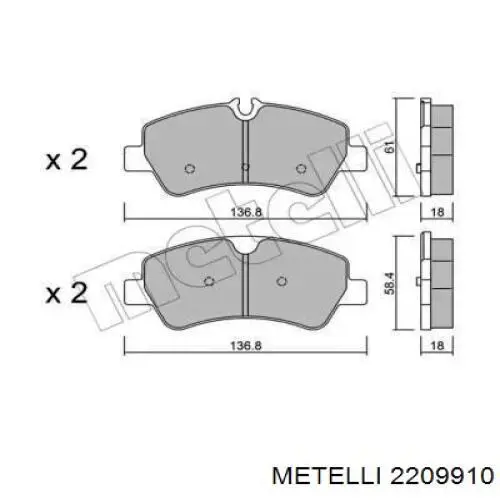 22-0991-0 Metelli pastillas de freno traseras