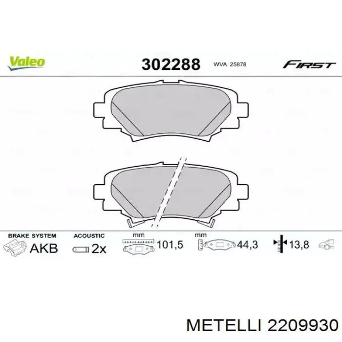 22-0993-0 Metelli pastillas de freno traseras