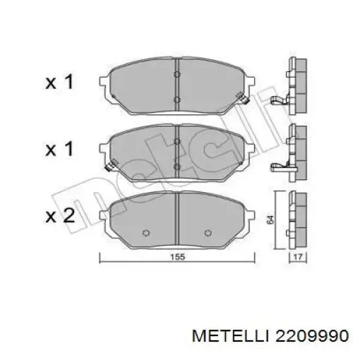 22-0999-0 Metelli pastillas de freno delanteras