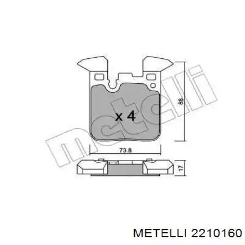 22-1016-0 Metelli pastillas de freno traseras