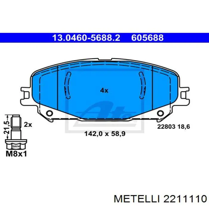 22-1111-0 Metelli pastillas de freno delanteras