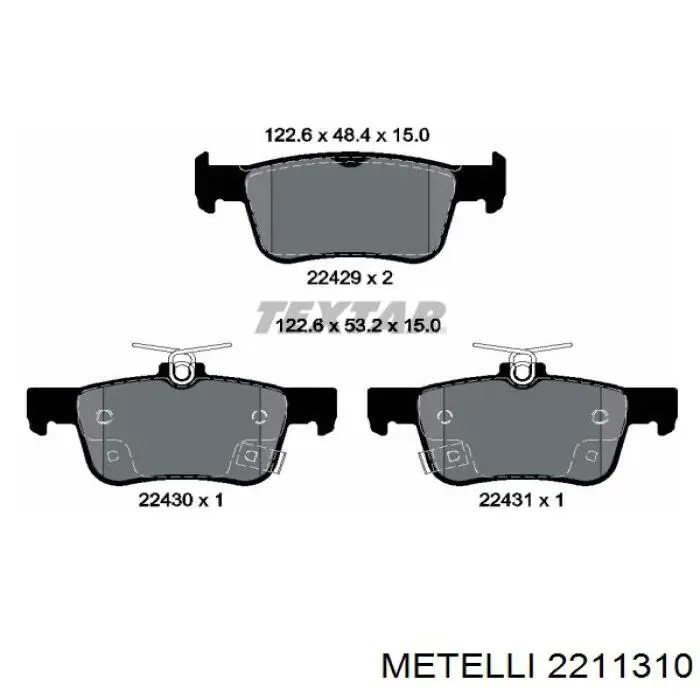 22-1131-0 Metelli pastillas de freno traseras