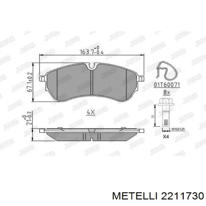 22-1173-0 Metelli pastillas de freno delanteras