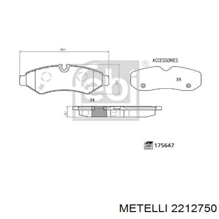 2212750 Metelli Pastillas freno traseras