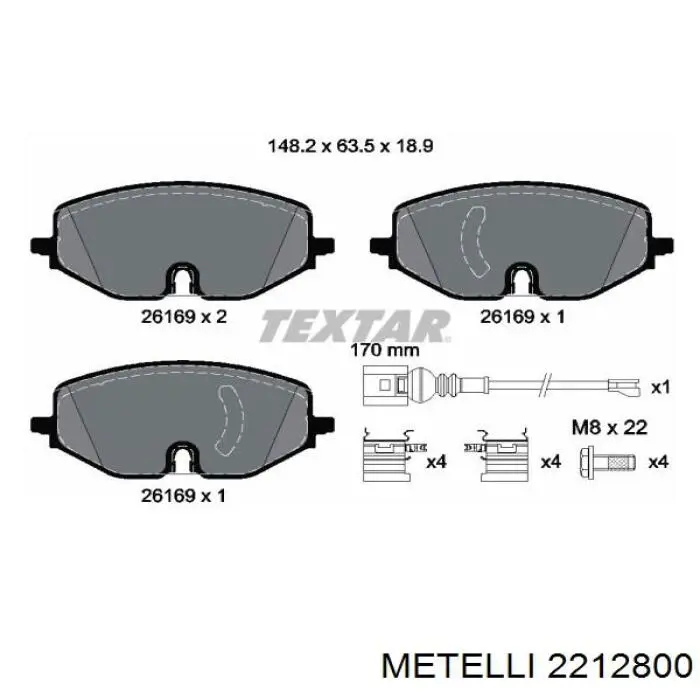 22-1280-0 Metelli pastillas de freno delanteras