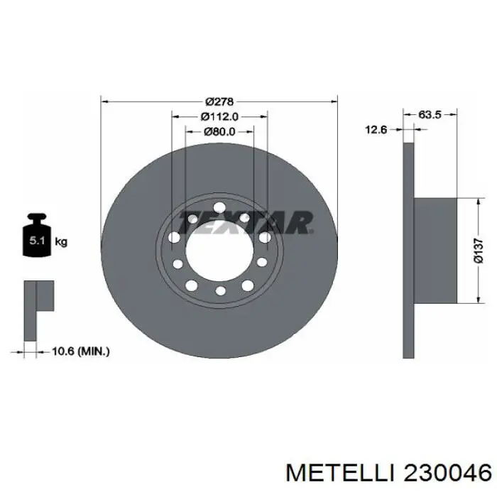 23-0046 Metelli freno de disco delantero