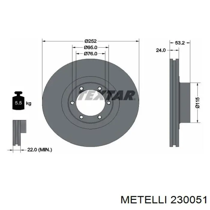 23-0051 Metelli freno de disco delantero