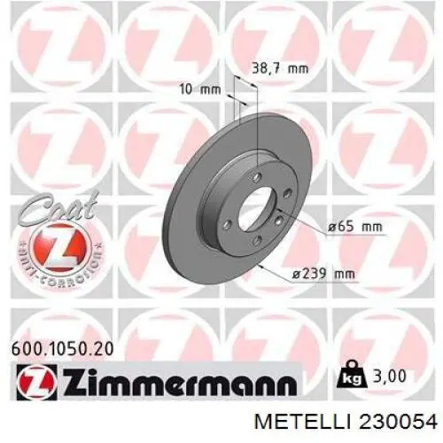 Disco de freno delantero Metelli 230054