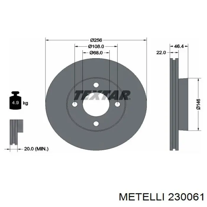 23-0061 Metelli disco de freno delantero