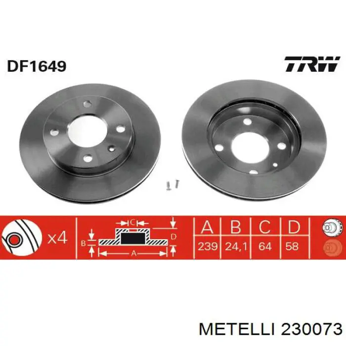 23-0073 Metelli freno de disco delantero