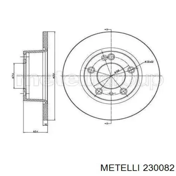 Disco de freno 230082 Metelli