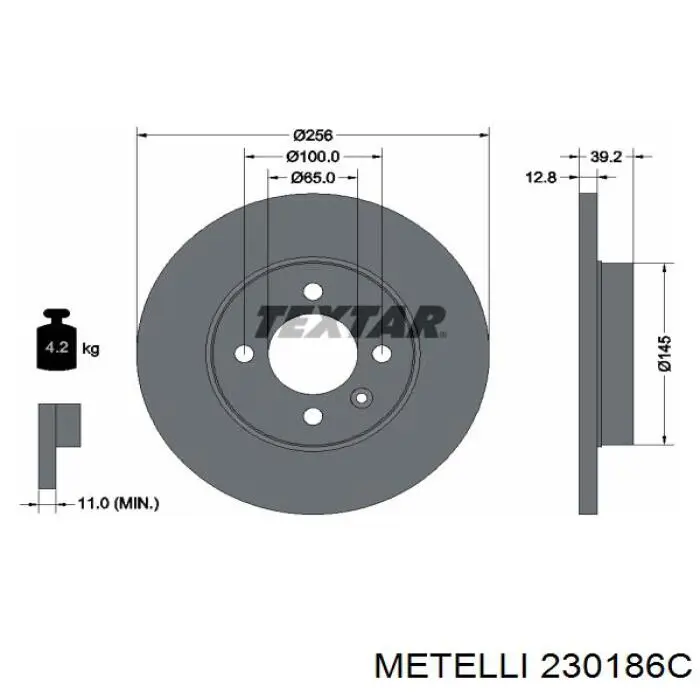 23-0186C Metelli disco de freno delantero