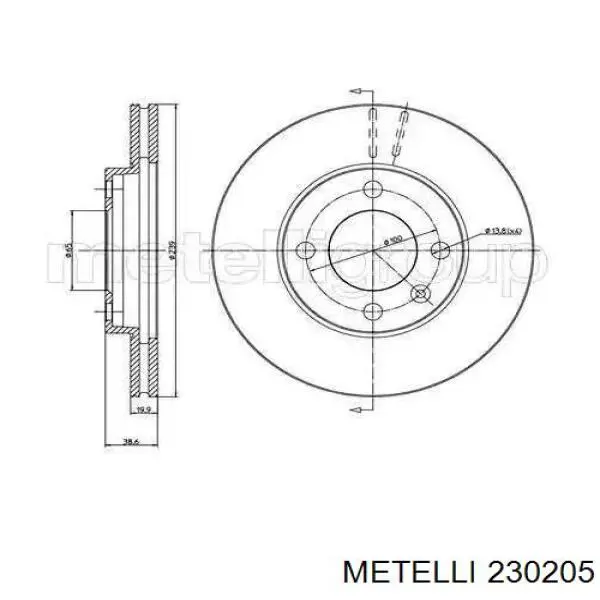 Disco de freno 230205 Metelli