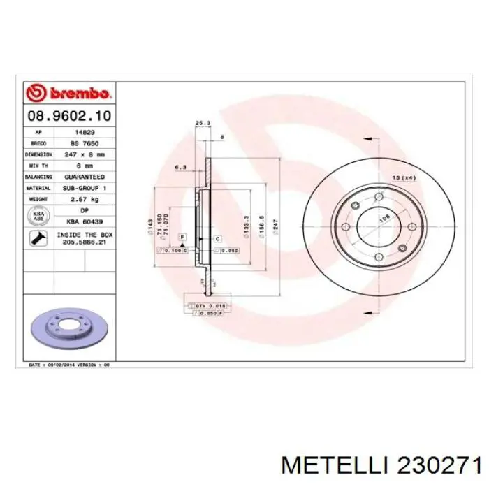 Disco de freno trasero Peugeot 206 2A/C