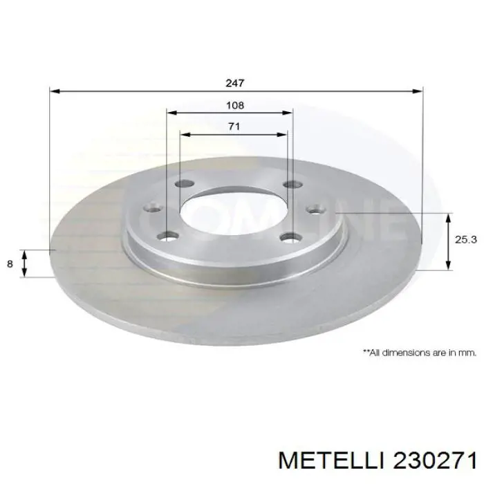 23-0271 Metelli disco de freno trasero