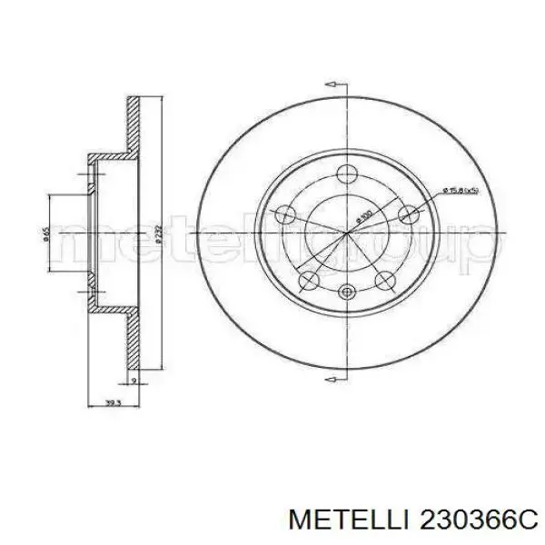 23-0366C Metelli disco de freno trasero
