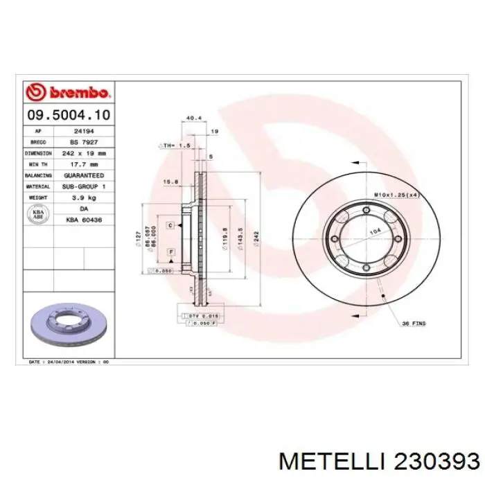 Freno de disco delantero Hyundai Accent 1