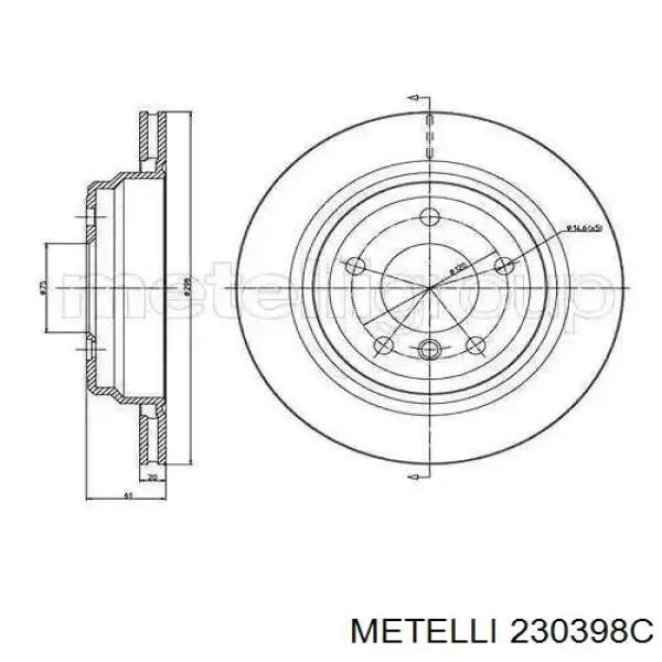 23-0398C Metelli disco de freno trasero