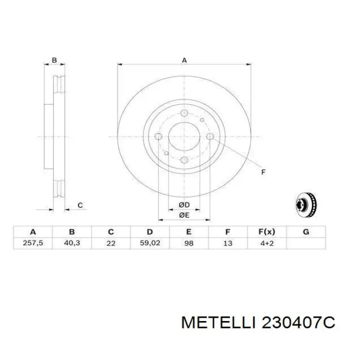 Disco de freno delantero Metelli 230407C
