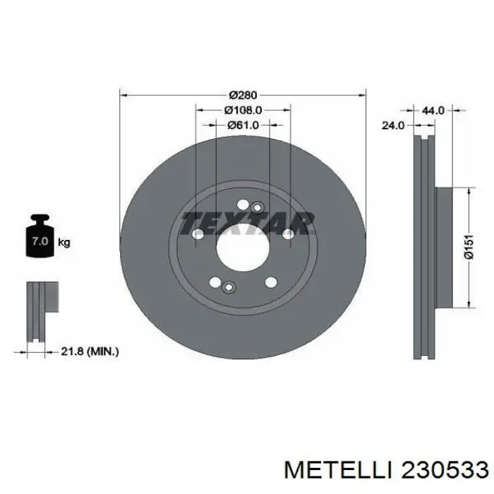 23-0533 Metelli freno de disco delantero