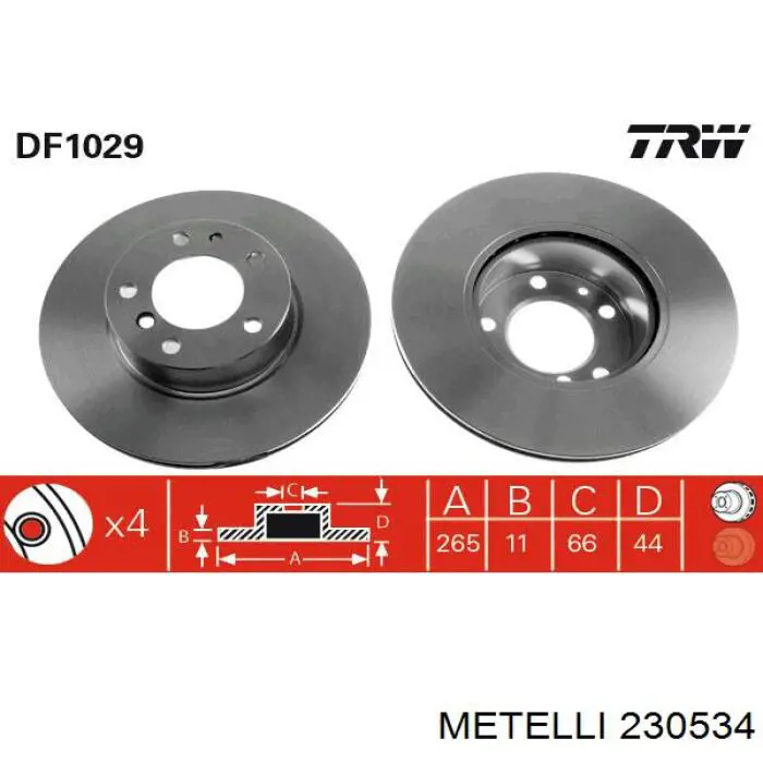 23-0534 Metelli disco de freno trasero