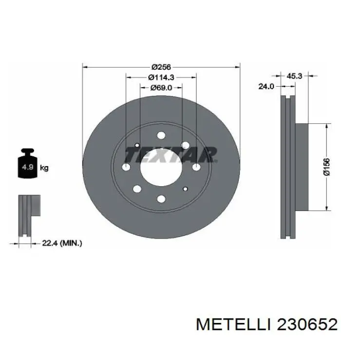 23-0652 Metelli freno de disco delantero