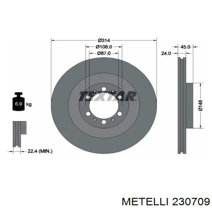 23-0709 Metelli freno de disco delantero