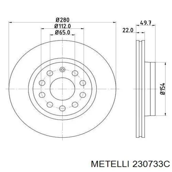 Disco de freno 230733C Metelli