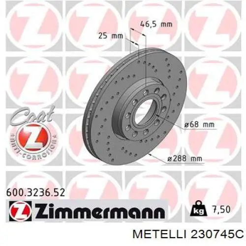 Freno de disco delantero Volkswagen Caddy 2 9K9