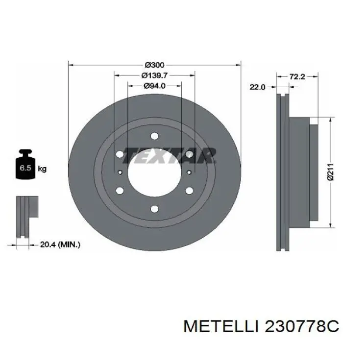 23-0778C Metelli disco de freno trasero