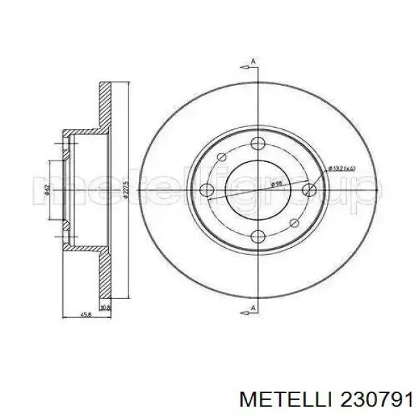 23-0791 Metelli freno de disco delantero