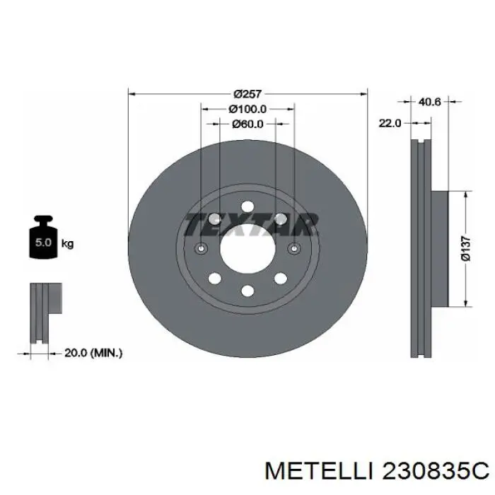 23-0835C Metelli freno de disco delantero