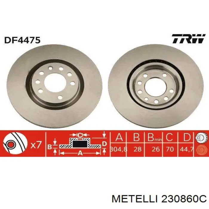 23-0860C Metelli freno de disco delantero