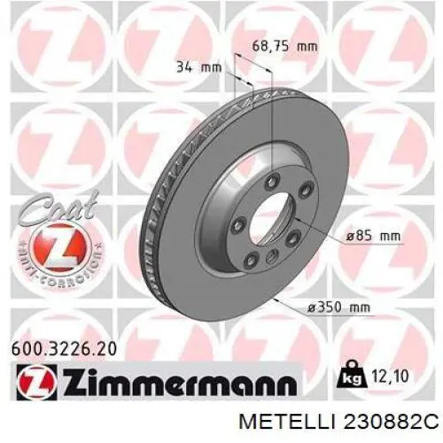 23-0882C Metelli freno de disco delantero