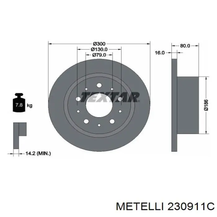 23-0911C Metelli disco de freno trasero