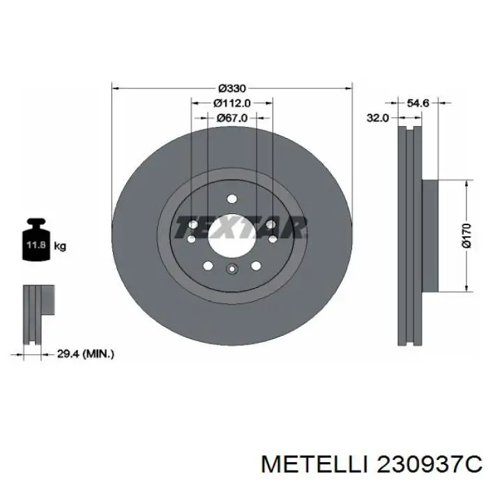 23-0937C Metelli disco de freno delantero