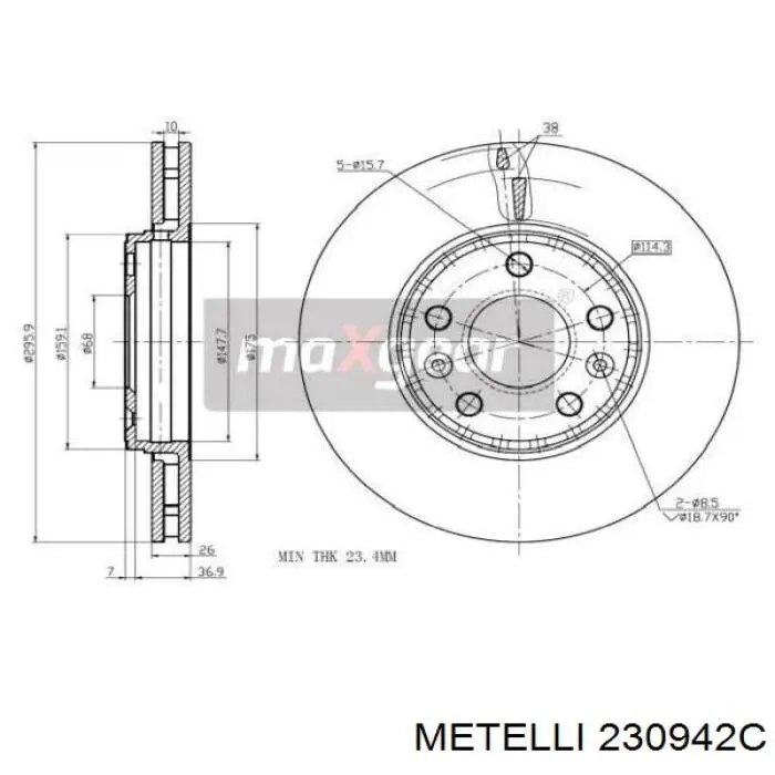 23-0942C Metelli freno de disco delantero