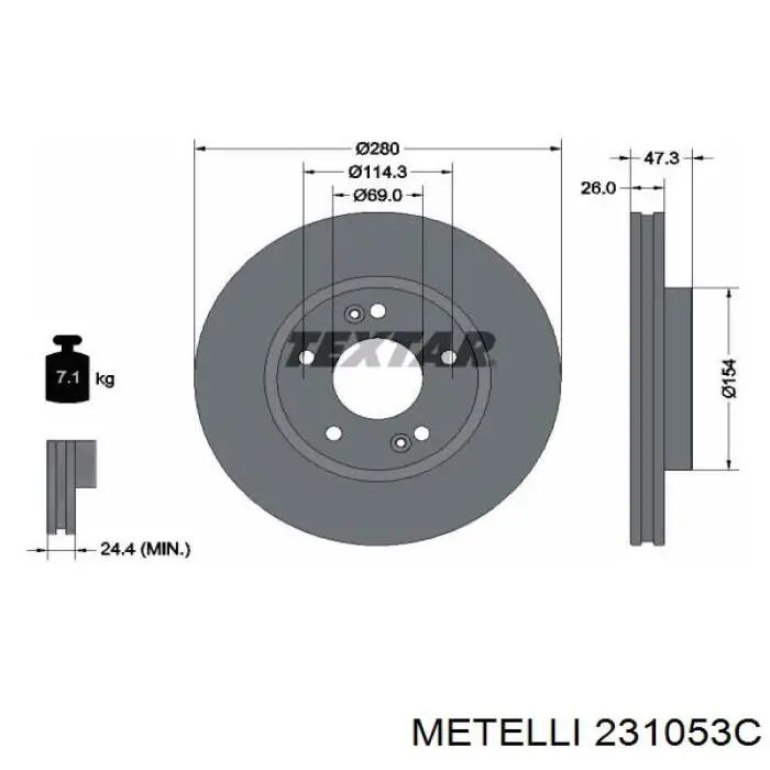23-1053C Metelli disco de freno delantero