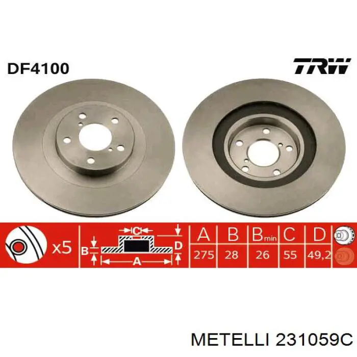 23-1059C Metelli freno de disco delantero